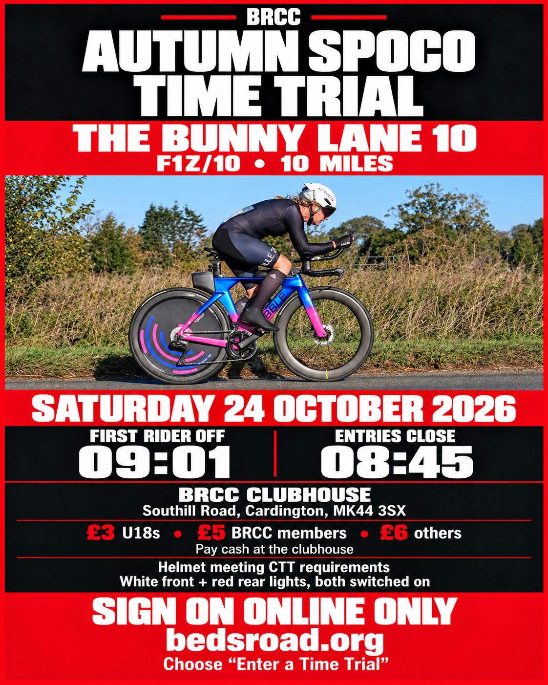 The Bunny Lane 10mile Time Trial at Bedfordshire Road Cycling Club